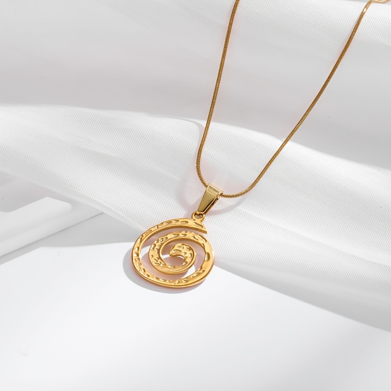 Vintage Spiral Vortex Pendant Stainless Steel Necklace, Fade-resistant